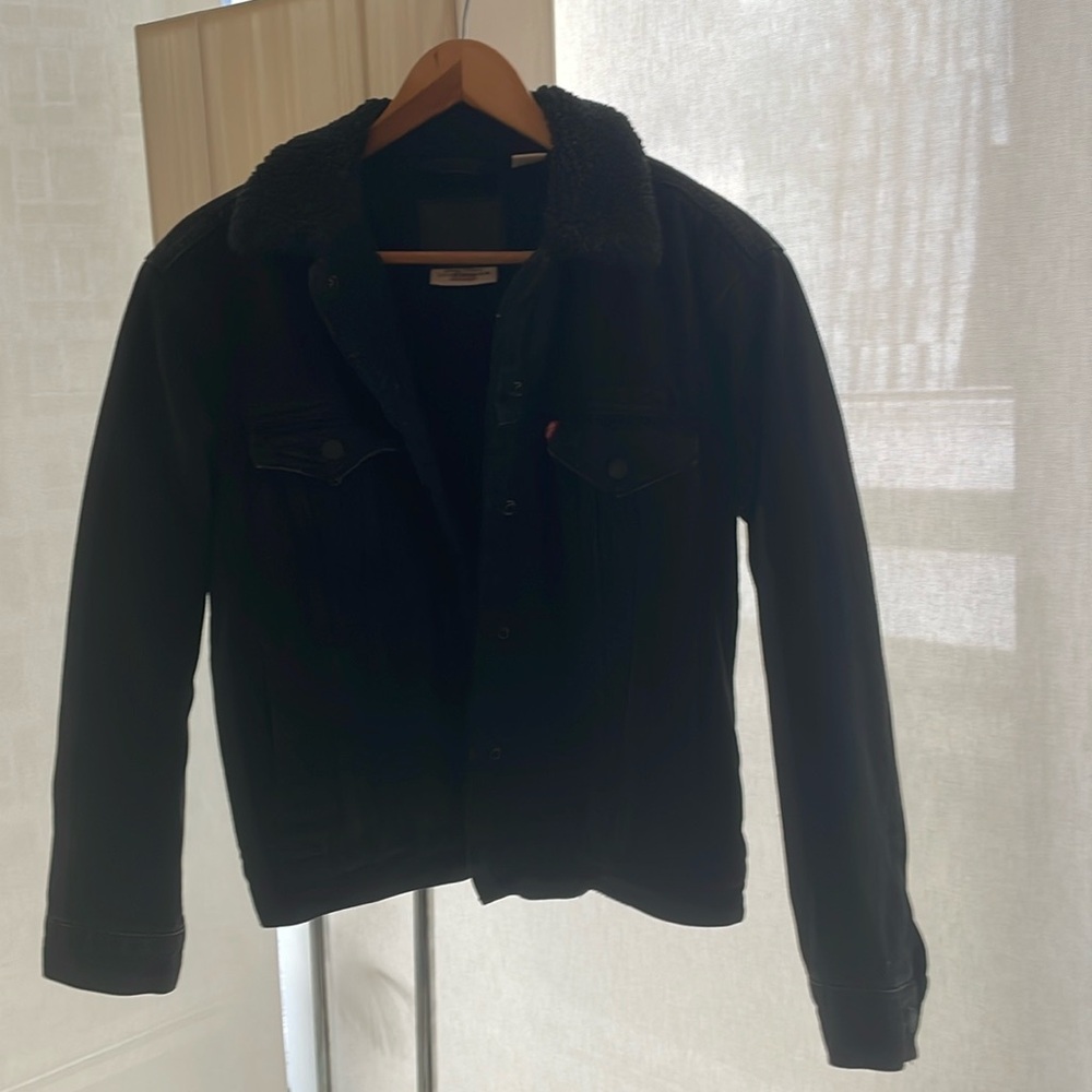 Levi’s Premium Red Label Black Sherpa Lined Denim Jacket